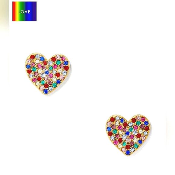 kate spade Jewelry - Kate Spade New York Yours Truly Rainbow Heart Pave Studs